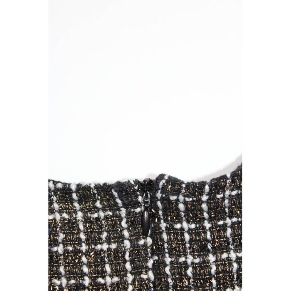 Imoga Womens Back Zip Sleeveless Tweed Faux Fur Top Black White Size 4 - Picture 3 of 6